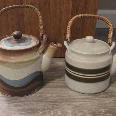(2) Pottery Teapots