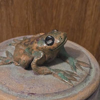 Frog Top Pottery Jar