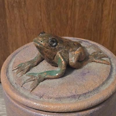 Frog Top Pottery Jar