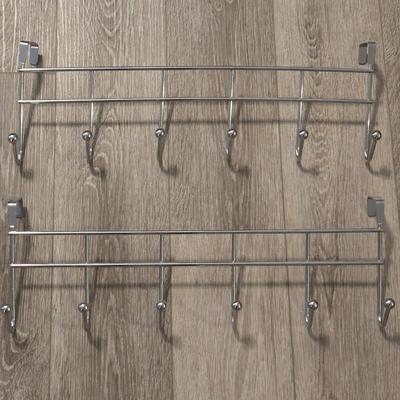 (2) Metal Over the Door Hook Racks