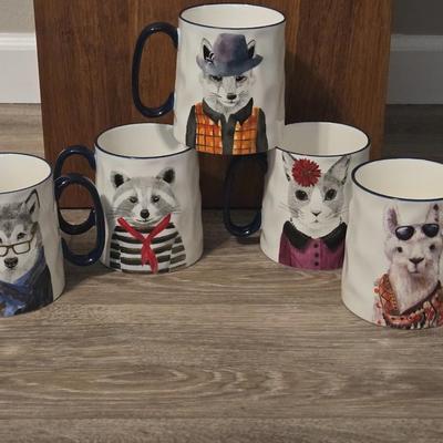 Set of 5 Animal Mugs