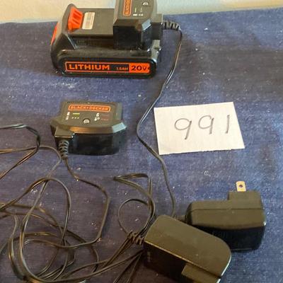 Black & Decker 20volt Battery and 2 Chargers