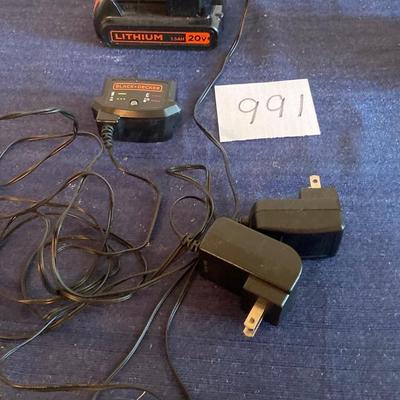 Black & Decker 20volt Battery and 2 Chargers