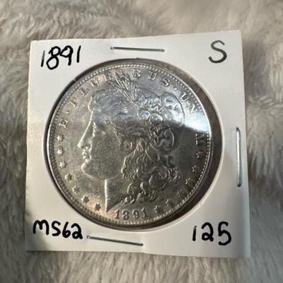 1891 S MS 62 MORGAN U S 1$ silver