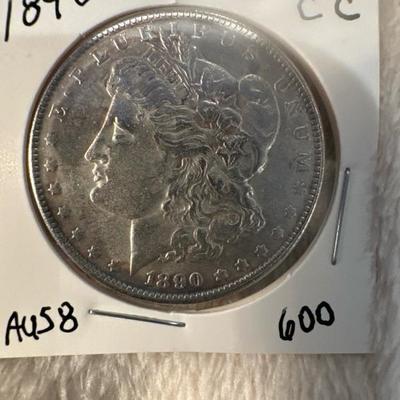 1890 AU 58 MORGAN U S 1$ SILVER