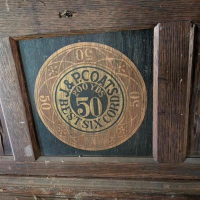 Rare J&P Coats General Store Countertop Oak Antique 6 Drawer Spool Cabinet