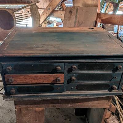 Rare J&P Coats General Store Countertop Oak Antique 6 Drawer Spool Cabinet