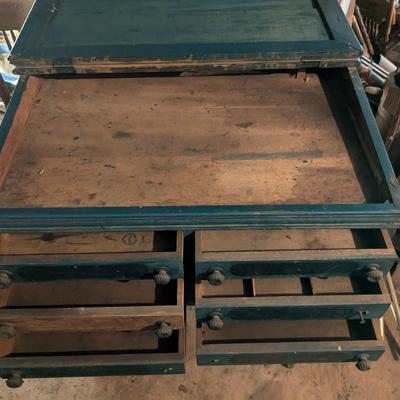Rare J&P Coats General Store Countertop Oak Antique 6 Drawer Spool Cabinet