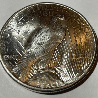 1925-P CHOICE CONDITION MS63/64 QUALITY PEACE SILVER DOLLAR AS PICTURED.