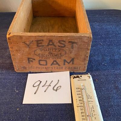 Vintage Yeast Box and Thermometer
