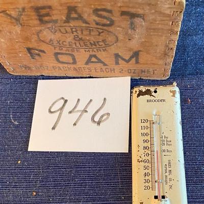Vintage Yeast Box and Thermometer