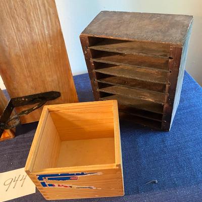 Wooden Shelf and Boxes