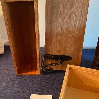 Wooden Shelf and Boxes