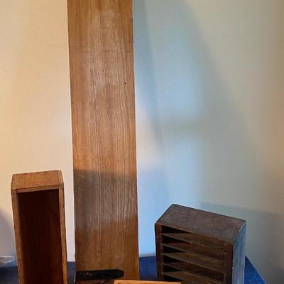 Wooden Shelf and Boxes