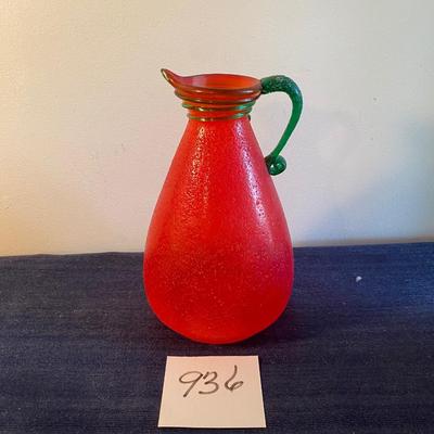 Vintage Bohemian Glass Ewer Pitcher