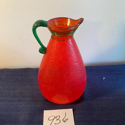 Vintage Bohemian Glass Ewer Pitcher