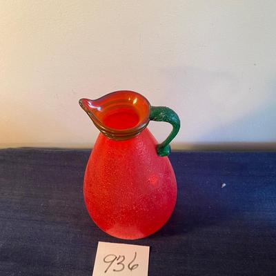 Vintage Bohemian Glass Ewer Pitcher