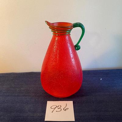 Vintage Bohemian Glass Ewer Pitcher