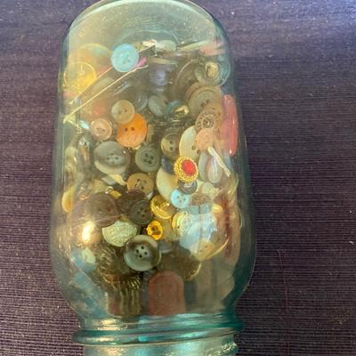 Vintage Ball Jar with Vintage Buttons