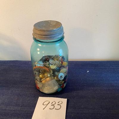 Vintage Ball Jar with Vintage Buttons
