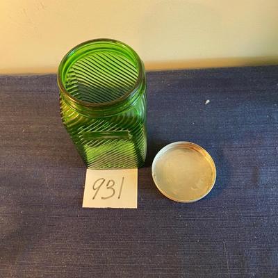 Antique Green Depression Glass Hoosier Canister