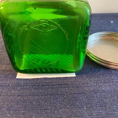 Antique Green Depression Glass Hoosier Canister