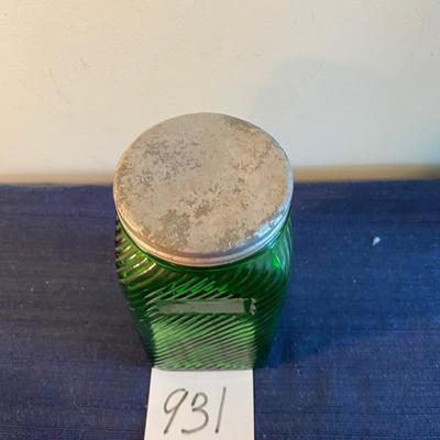 Antique Green Depression Glass Hoosier Canister