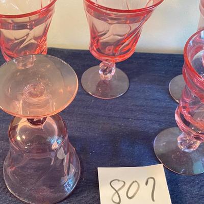 7 Vintage Pink Fostoria Large Goblets