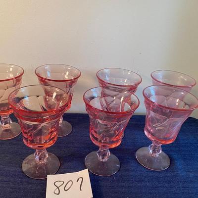 7 Vintage Pink Fostoria Large Goblets
