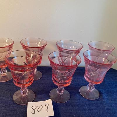 7 Vintage Pink Fostoria Large Goblets