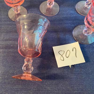7 Vintage Pink Fostoria Large Goblets