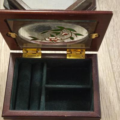(2) Wood & Glass Jewelry Boxes