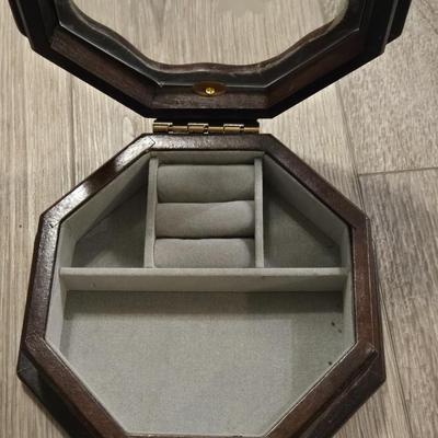 (2) Wood & Glass Jewelry Boxes
