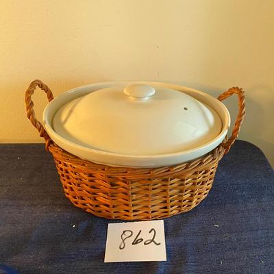 Vintage Covered Casserole Pot and Basket