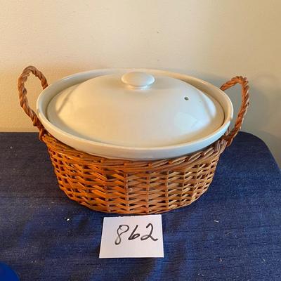 Vintage Covered Casserole Pot and Basket