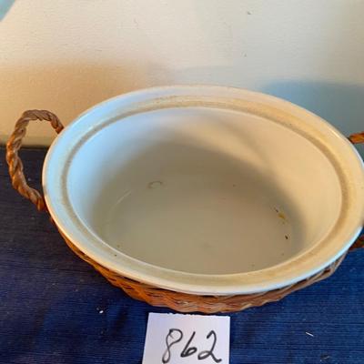 Vintage Covered Casserole Pot and Basket