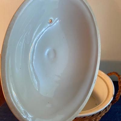 Vintage Covered Casserole Pot and Basket
