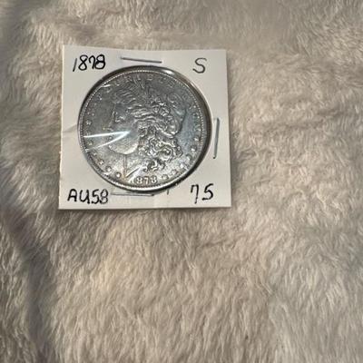 1878 S MORGAN A U 58 U S COIN SILVER 1$