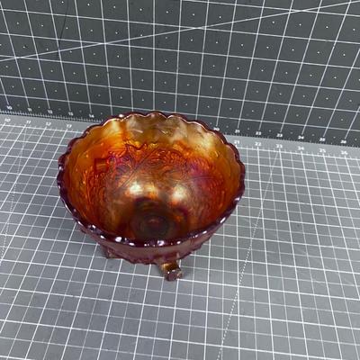 Antique Carnival Glass Footed Bowl 