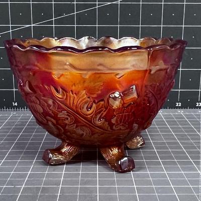 Antique Carnival Glass Footed Bowl 