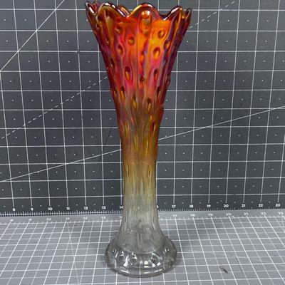 Iridescent Glass Vase Orange