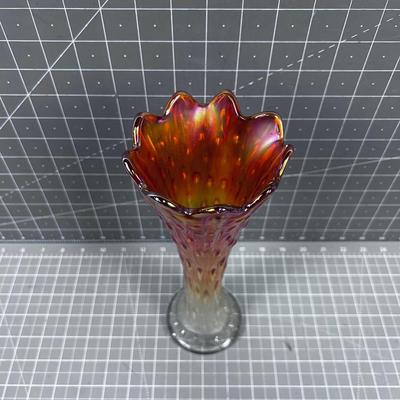 Iridescent Glass Vase Orange
