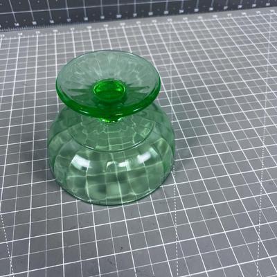 Covered Footed Green Depression Glass Dish