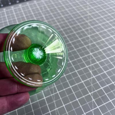 Covered Footed Green Depression Glass Dish