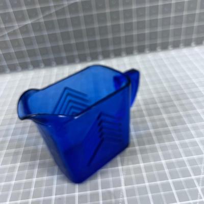 Cobalt Cream Pitcher Art Deco Design