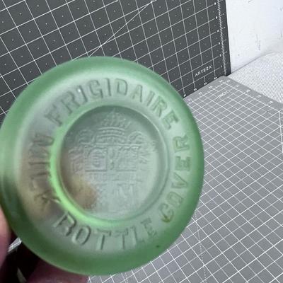 Frigidaire Milk Bottle Cover Satin Green Depression Glass 
