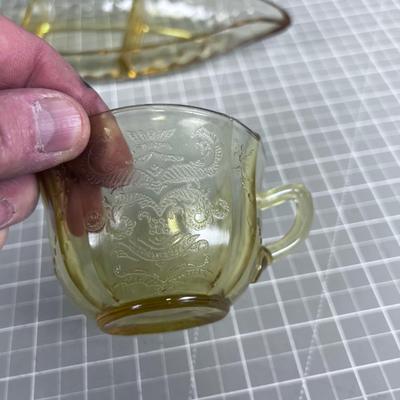 Amberware Divided Serving (some call it a relish tray) and a Cup