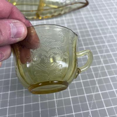 Amberware Divided Serving (some call it a relish tray) and a Cup