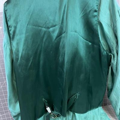 Green Silk Shirt with a leather Vest, VINTAGE