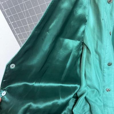 Green Silk Shirt with a leather Vest, VINTAGE
